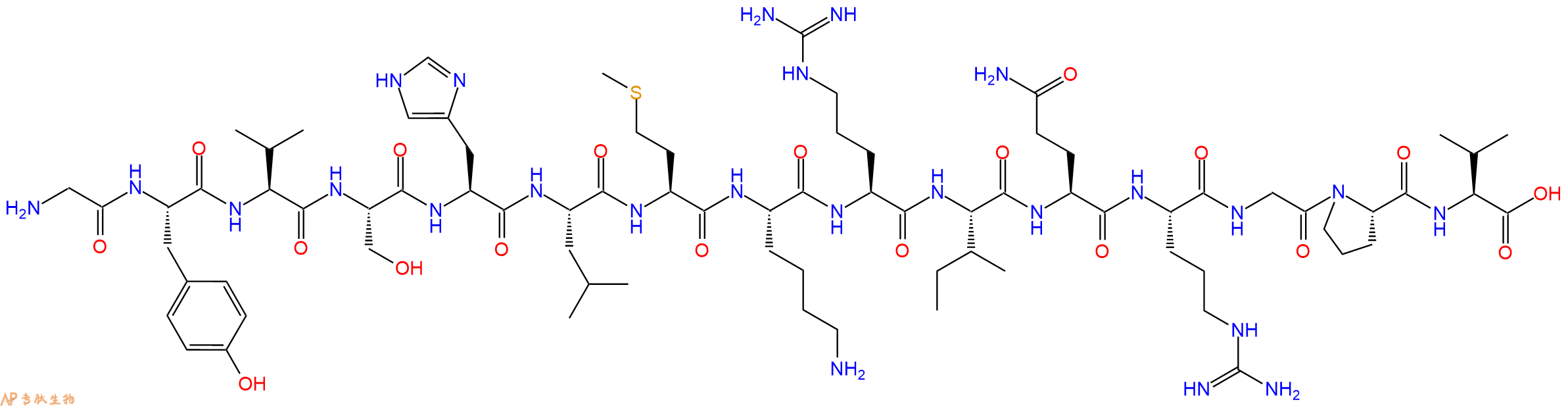 专肽生物产品H2N-Gly-Tyr-Val-Ser-His-Leu-Met-Lys-Arg-Ile-Gln-Arg-Gly-Pro-Val-OH