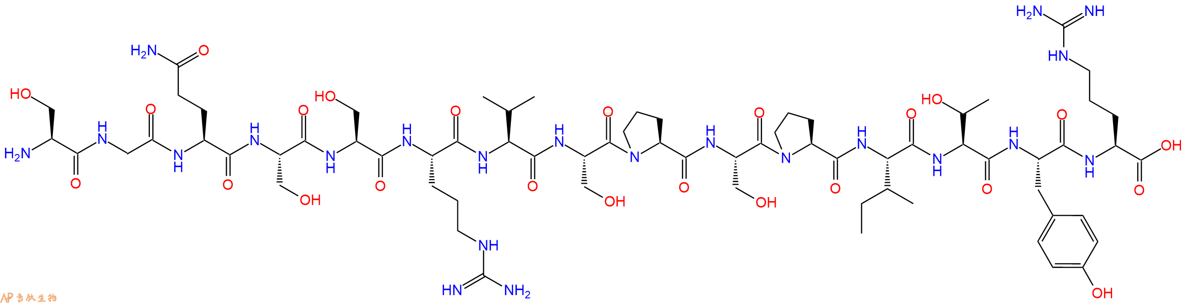 专肽生物产品H2N-Ser-Gly-Gln-Ser-Ser-Arg-Val-Ser-Pro-Ser-Pro-Ile-Thr-Tyr-Arg-OH