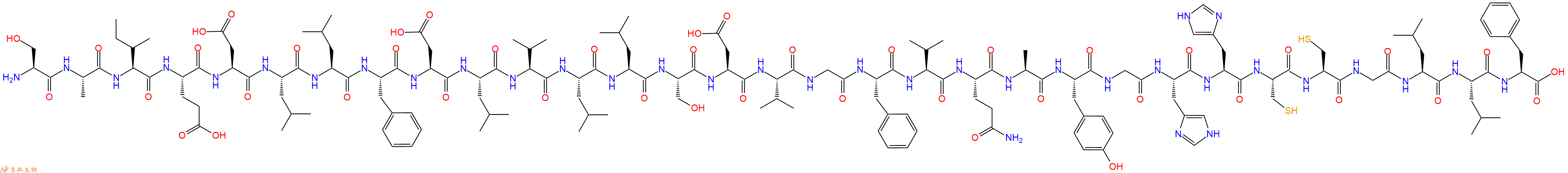 专肽生物产品H2N-Ser-Ala-Ile-Glu-Asp-Leu-Leu-Phe-Asp-Leu-Val-Leu-Leu-Ser-Asp-Val-Gly-Phe-Val-Gln-Ala-Tyr-Gly-His-His-Cys-Cys-Gly-Leu-Leu-Phe-OH