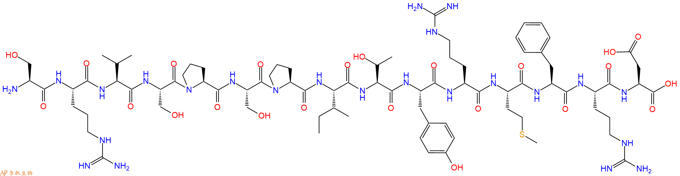 专肽生物产品H2N-Ser-Arg-Val-Ser-Pro-Ser-Pro-Ile-Thr-Tyr-Arg-Met-Phe-Arg-Asp-OH