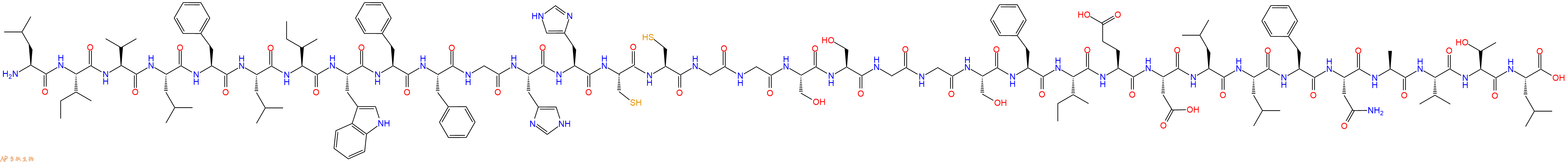 专肽生物产品H2N-Leu-Ile-Val-Leu-Phe-Leu-Ile-Trp-Phe-Phe-Gly-His-His-Cys-Cys-Gly-Gly-Ser-Ser-Gly-Gly-Ser-Phe-Ile-Glu-Asp-Leu-Leu-Phe-Asn-Ala-Val-Thr-Leu-OH