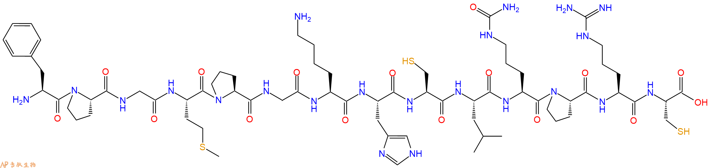 专肽生物产品H2N-Phe-Pro-Gly-Met-Pro-Gly-Lys-His-Cys-Leu-Cit-Pro-Arg-Cys-OH