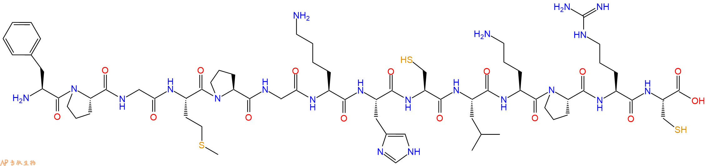 专肽生物产品H2N-Phe-Pro-Gly-Met-Pro-Gly-Lys-His-Cys-Leu-Orn-Pro-Arg-Cys-OH