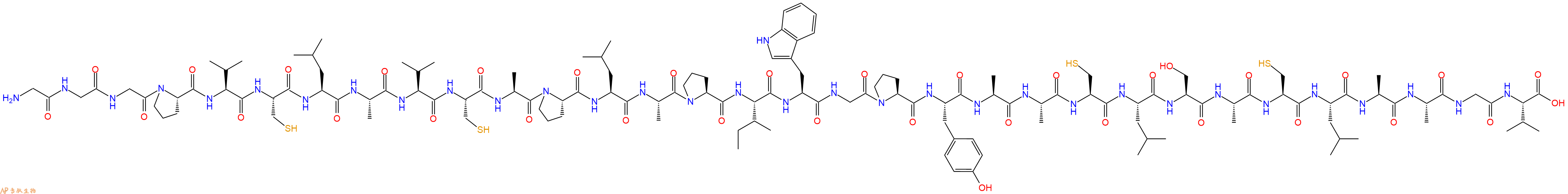 专肽生物产品H2N-Gly-Gly-Gly-Pro-Val-Cys-Leu-Ala-Val-Cys-Ala-Pro-Leu-Ala-Pro-Ile-Trp-Gly-Pro-Tyr-Ala-Ala-Cys-Leu-Ser-Ala-Cys-Leu-Ala-Ala-Gly-Val-OH