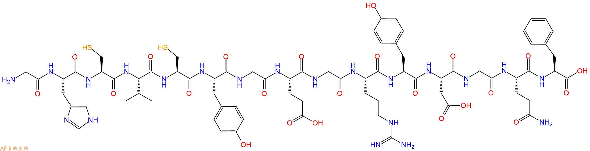 专肽生物产品H2N-Gly-His-Cys-Val-Cys-Tyr-Gly-Glu-Gly-Arg-Tyr-Asp-Gly-Gln-Phe-OH