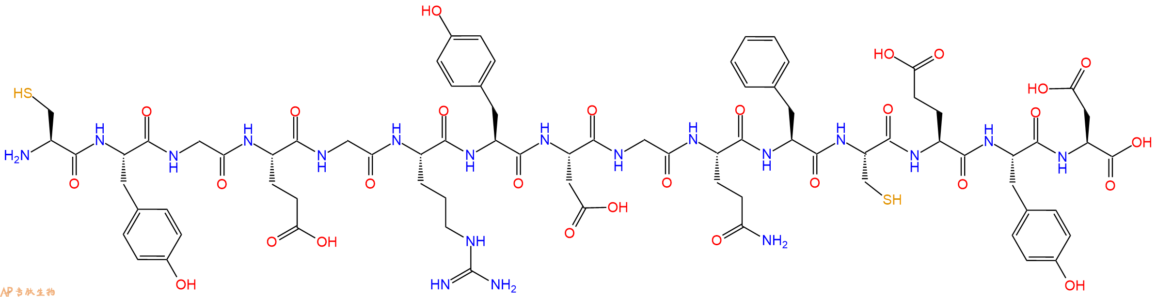 专肽生物产品H2N-Cys-Tyr-Gly-Glu-Gly-Arg-Tyr-Asp-Gly-Gln-Phe-Cys-Glu-Tyr-Asp-OH