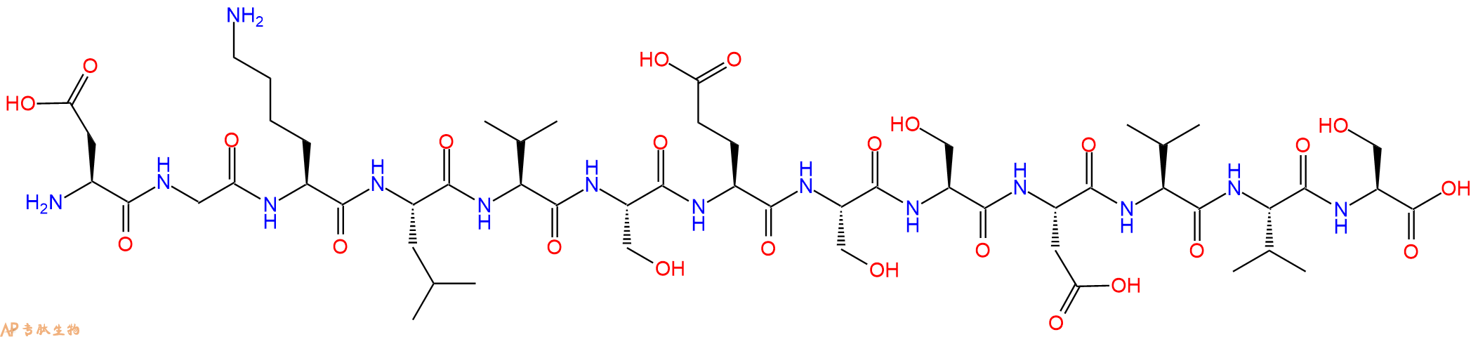 专肽生物产品H2N-Asp-Gly-Lys-Leu-Val-Ser-Glu-Ser-Ser-Asp-Val-Val-Ser-OH