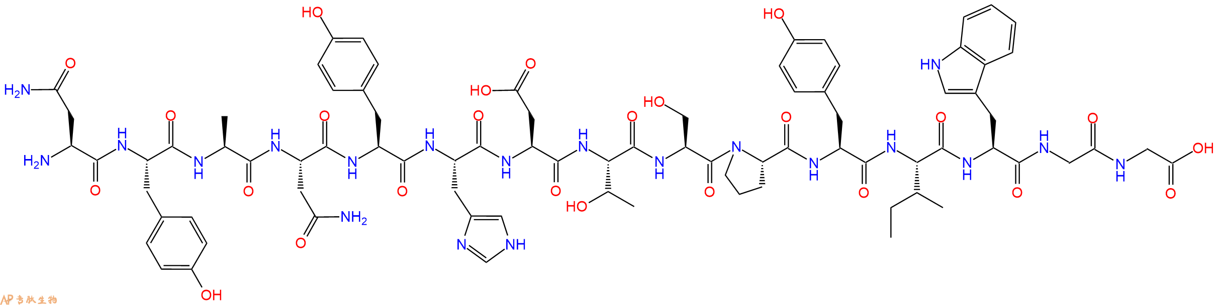 专肽生物产品H2N-Asn-Tyr-Ala-Asn-Tyr-His-Asp-Thr-Ser-Pro-Tyr-Ile-Trp-Gly-Gly-OH