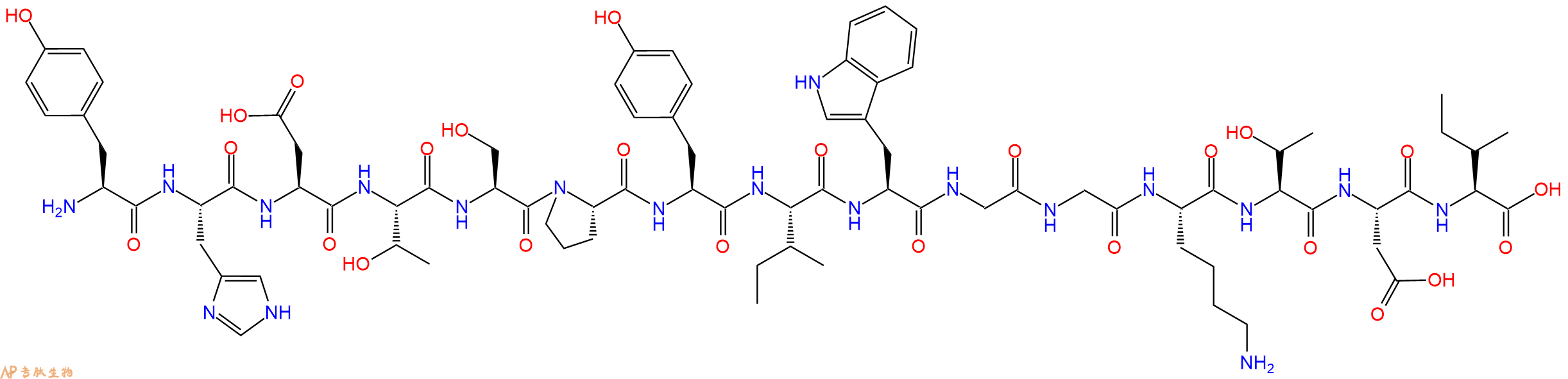 专肽生物产品H2N-Tyr-His-Asp-Thr-Ser-Pro-Tyr-Ile-Trp-Gly-Gly-Lys-Thr-Asp-Ile-OH