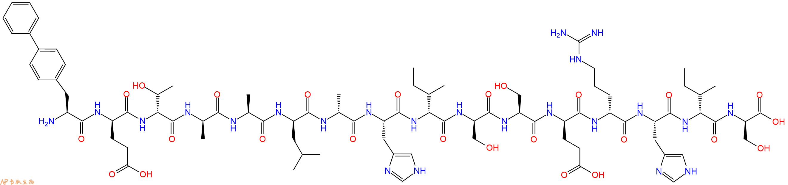 专肽生物产品H2N-Bip-DGlu-DThr-DAla-Ala-DLeu-DAla-His-DIle-DSer-Ser-DGlu-DArg-His-DIle-DSer-OH