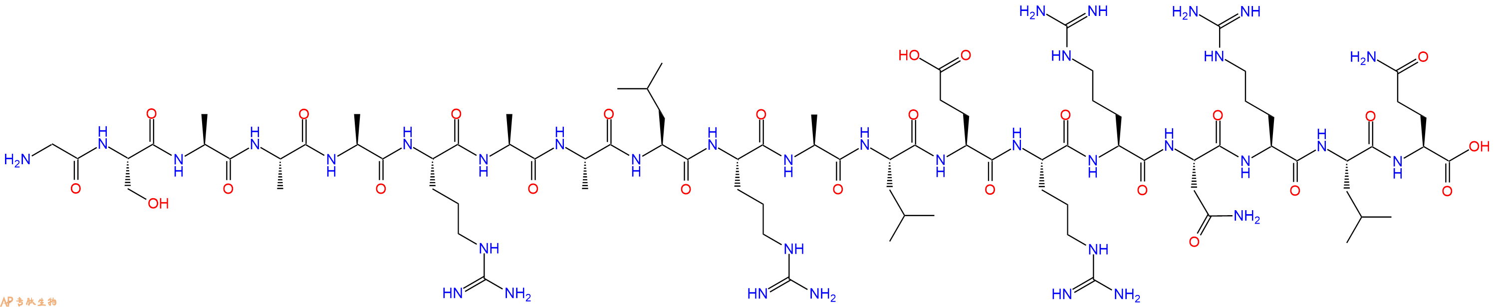 专肽生物产品H2N-Gly-Ser-Ala-Ala-Ala-Arg-Ala-Ala-Leu-Arg-Ala-Leu-Glu-Arg-Arg-Asn-Arg-Leu-Gln-OH