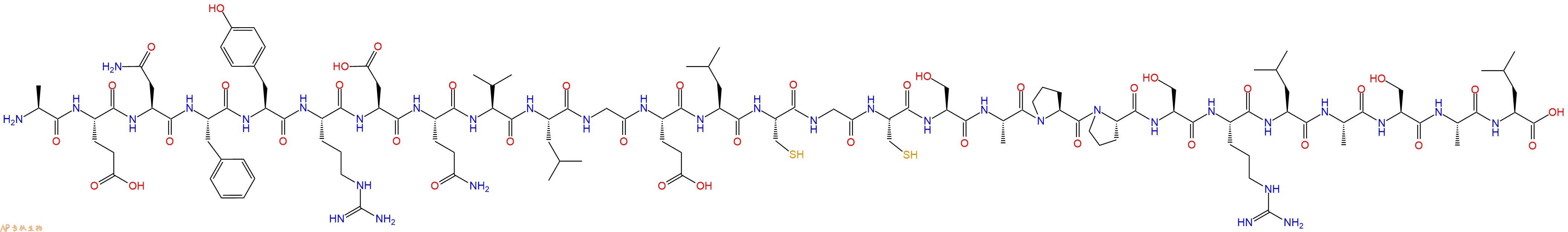 专肽生物产品H2N-Ala-Glu-Asn-Phe-Tyr-Arg-Asp-Gln-Val-Leu-Gly-Glu-Leu-Cys-Gly-Cys-Ser-Ala-Pro-Pro-Ser-Arg-Leu-Ala-Ser-Ala-Leu-OH