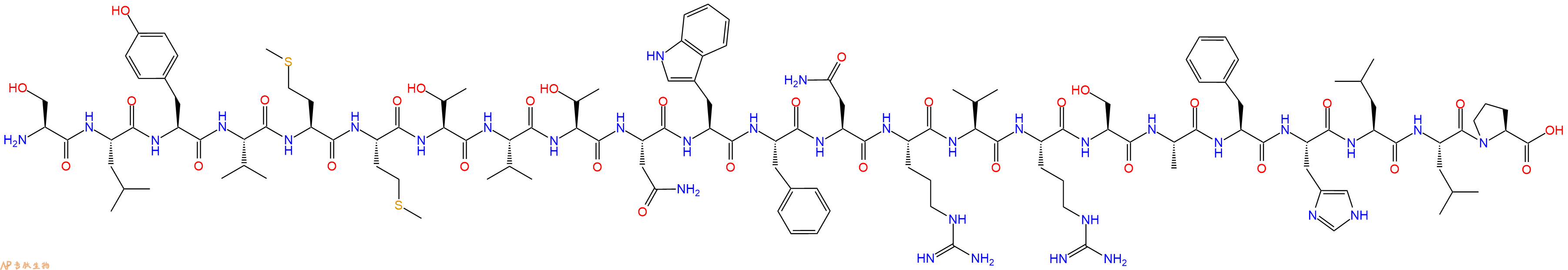 专肽生物产品H2N-Ser-Leu-Tyr-Val-Met-Met-Thr-Val-Thr-Asn-Trp-Phe-Asn-Arg-Val-Arg-Ser-Ala-Phe-His-Leu-Leu-Pro-OH