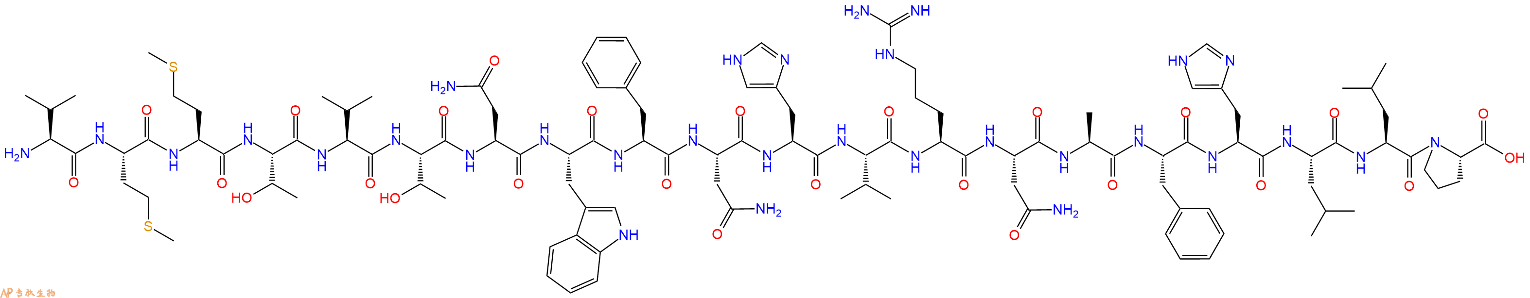 专肽生物产品H2N-Val-Met-Met-Thr-Val-Thr-Asn-Trp-Phe-Asn-His-Val-Arg-Asn-Ala-Phe-His-Leu-Leu-Pro-OH