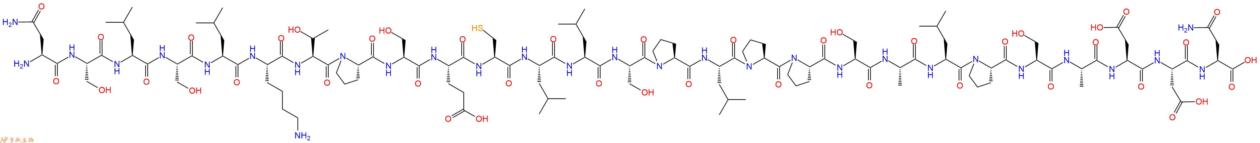专肽生物产品H2N-Asn-Ser-Leu-Ser-Leu-Lys-Thr-Pro-Ser-Glu-Cys-Leu-Leu-Ser-Pro-Leu-Pro-Pro-Ser-Ala-Leu-Pro-Ser-Ala-Asp-Asp-Asn-OH