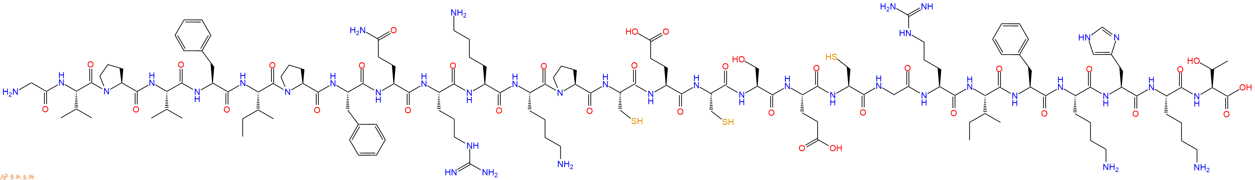 专肽生物产品H2N-Gly-Val-Pro-Val-Phe-Ile-Pro-Phe-Gln-Arg-Lys-Lys-Pro-Cys-Glu-Cys-Ser-Glu-Cys-Gly-Arg-Ile-Phe-Lys-His-Lys-Thr-OH