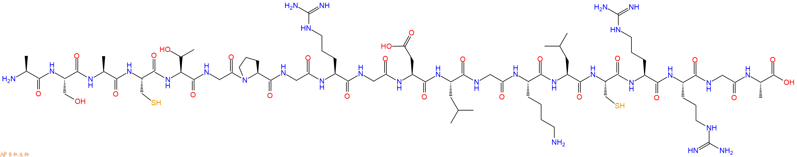专肽生物产品H2N-Ala-Ser-Ala-Cys-Thr-Gly-Pro-Gly-Arg-Gly-Asp-Leu-Gly-Lys-Leu-Cys-Arg-Arg-Gly-Ala-OH