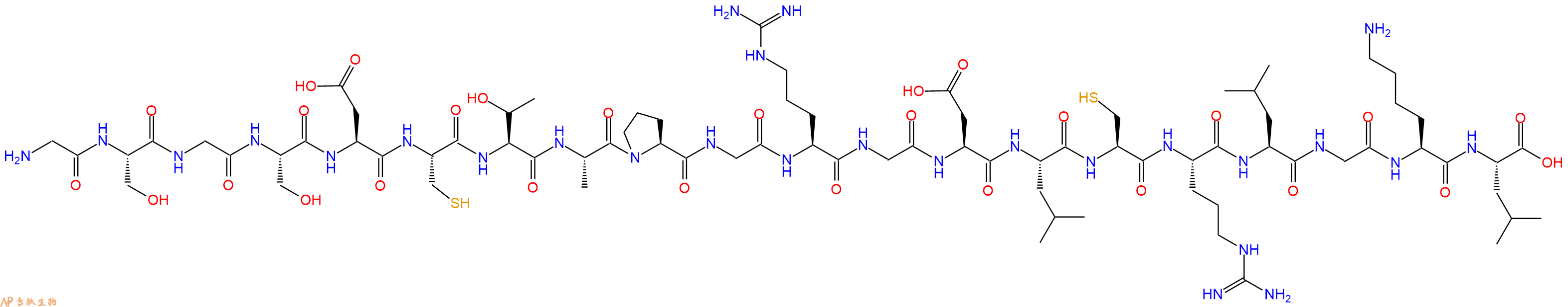 专肽生物产品H2N-Gly-Ser-Gly-Ser-Asp-Cys-Thr-Ala-Pro-Gly-Arg-Gly-Asp-Leu-Cys-Arg-Leu-Gly-Lys-Leu-OH