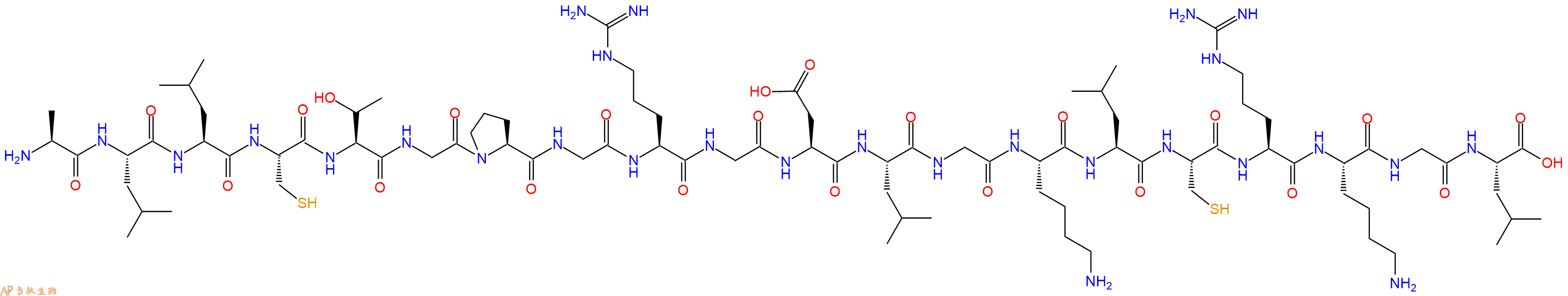 专肽生物产品H2N-Ala-Leu-Leu-Cys-Thr-Gly-Pro-Gly-Arg-Gly-Asp-Leu-Gly-Lys-Leu-Cys-Arg-Lys-Gly-Leu-OH