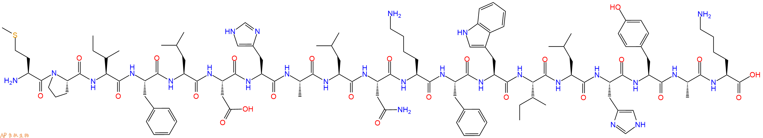 专肽生物产品H2N-Met-Pro-Ile-Phe-Leu-Asp-His-Ala-Leu-Asn-Lys-Phe-Trp-Ile-Leu-His-Tyr-Ala-Lys-OH
