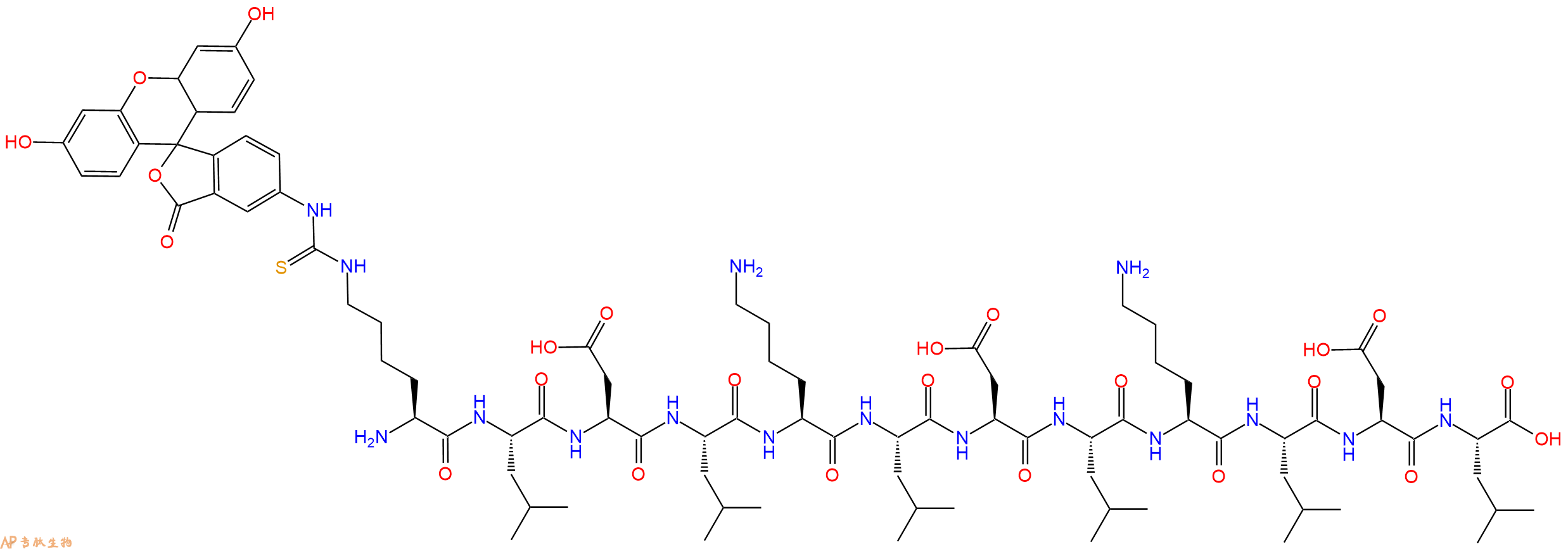 专肽生物产品H2N-Lys(FITC)-Leu-Asp-Leu-Lys-Leu-Asp-Leu-Lys-Leu-Asp-Leu-OH