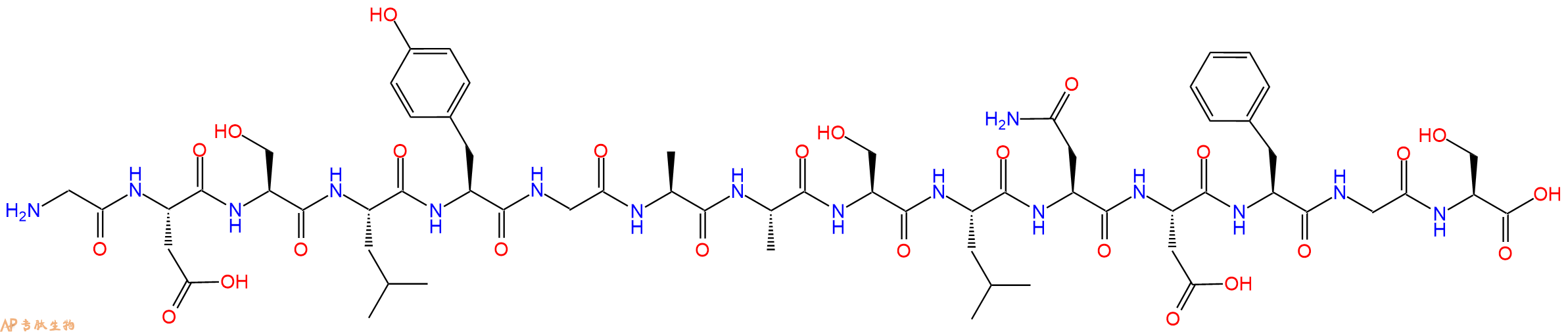 专肽生物产品H2N-Gly-Asp-Ser-Leu-Tyr-Gly-Ala-Ala-Ser-Leu-Asn-Asp-Phe-Gly-Ser-OH