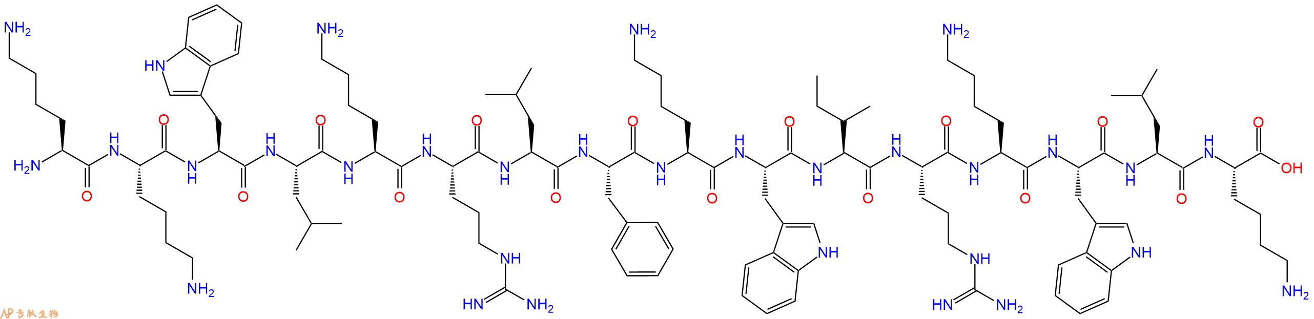 专肽生物产品H2N-Lys-Lys-Trp-Leu-Lys-Arg-Leu-Phe-Lys-Trp-Ile-Arg-Lys-Trp-Leu-Lys-OH