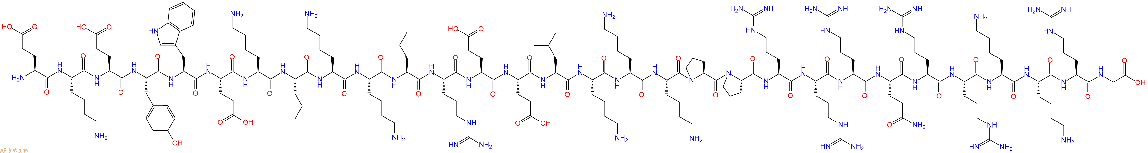 专肽生物产品H2N-Glu-Lys-Glu-Tyr-Trp-Glu-Lys-Leu-Lys-Lys-Leu-Arg-Glu-Glu-Leu-Lys-Lys-Lys-Pro-Pro-Arg-Arg-Arg-Gln-Arg-Arg-Lys-Lys-Arg-Gly-OH