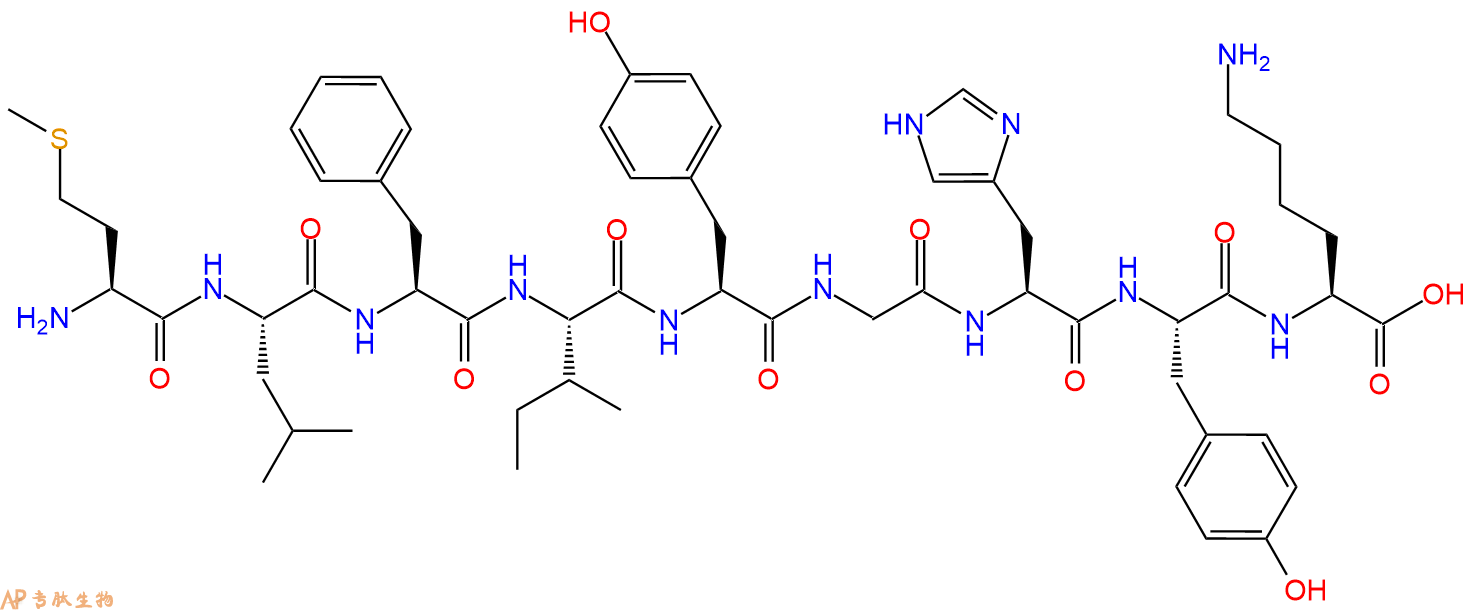 专肽生物产品H2N-Met-Leu-Phe-Ile-Tyr-Gly-His-Tyr-Lys-OH