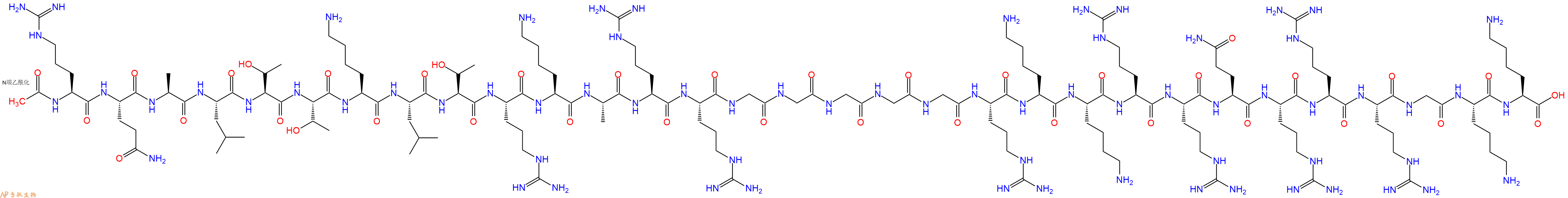 专肽生物产品Ac-Arg-Gln-Ala-Leu-Thr-Thr-Lys-Leu-Thr-Arg-Lys-Ala-Arg-Arg-Gly-Gly-Gly-Gly-Gly-Arg-Lys-Lys-Arg-Arg-Gln-Arg-Arg-Arg-Gly-Lys-Lys-OH