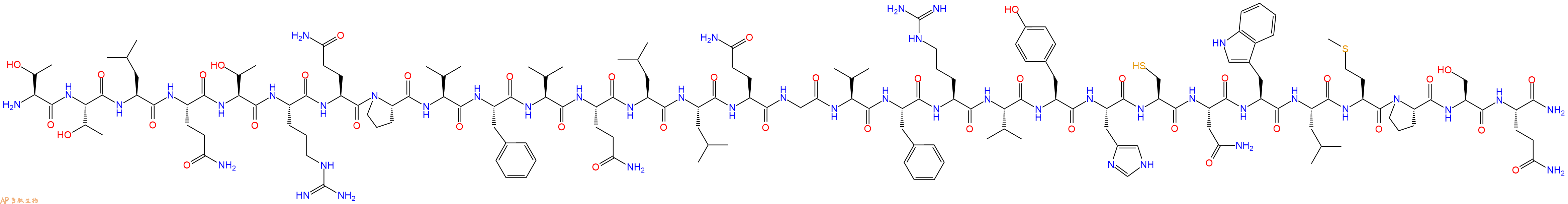 专肽生物产品H2N-Thr-Thr-Leu-Gln-Thr-Arg-Gln-Pro-Val-Phe-Val-Gln-Leu-Leu-Gln-Gly-Val-Phe-Arg-Val-Tyr-His-Cys-Asn-Trp-Leu-Met-Pro-Ser-Gln-CONH2