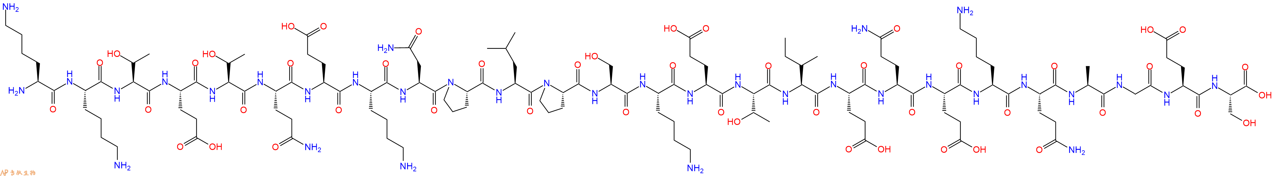 专肽生物产品H2N-Lys-Lys-Thr-Glu-Thr-Gln-Glu-Lys-Asn-Pro-Leu-Pro-Ser-Lys-Glu-Thr-Ile-Glu-Gln-Glu-Lys-Gln-Ala-Gly-Glu-Ser-OH