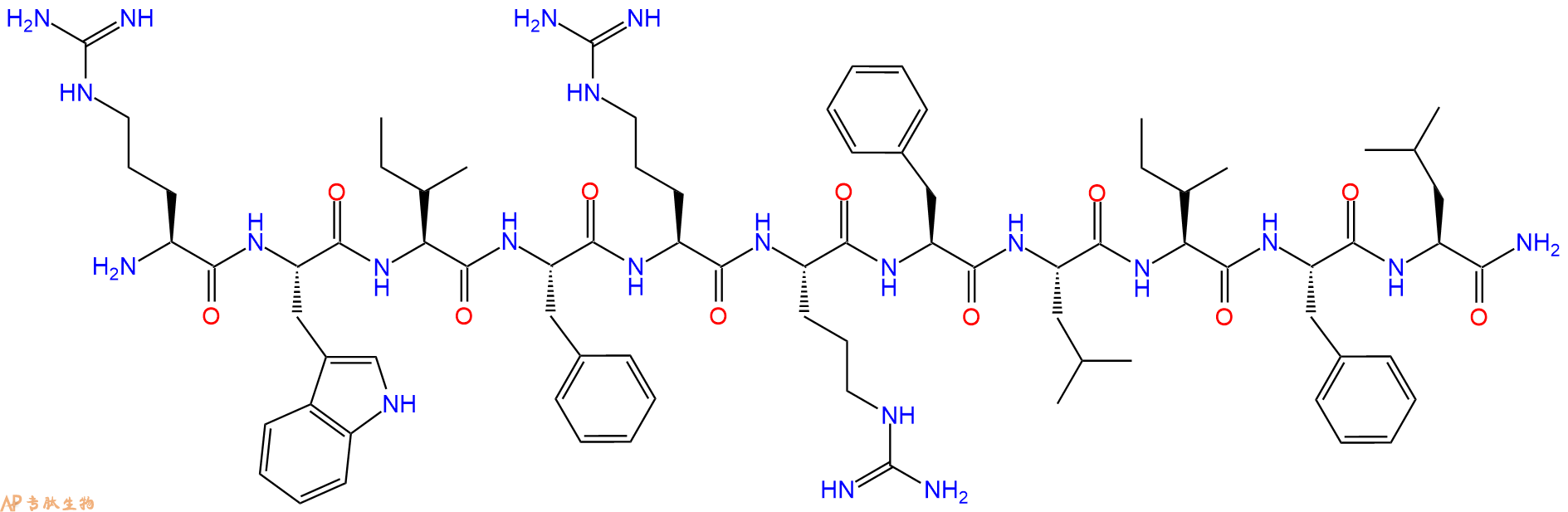 专肽生物产品H2N-Arg-Trp-Ile-Phe-Arg-Arg-Phe-Leu-Ile-Phe-Leu-CONH2