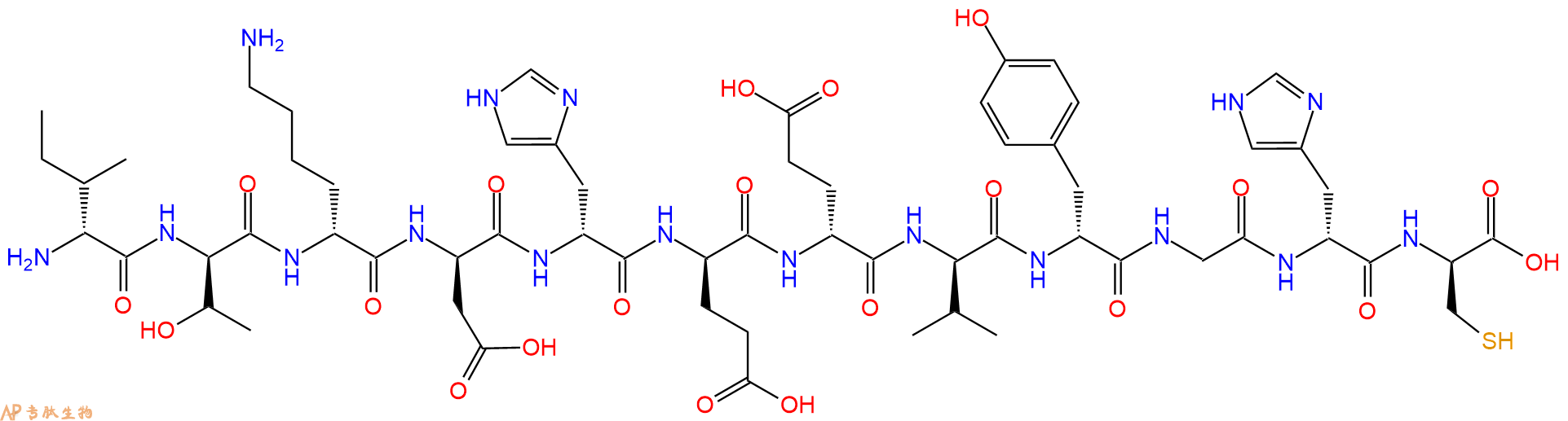 专肽生物产品H2N-DIle-DThr-DLys-DAsp-DHis-DGlu-DGlu-DVal-DTyr-Gly-DHis-DCys-OH