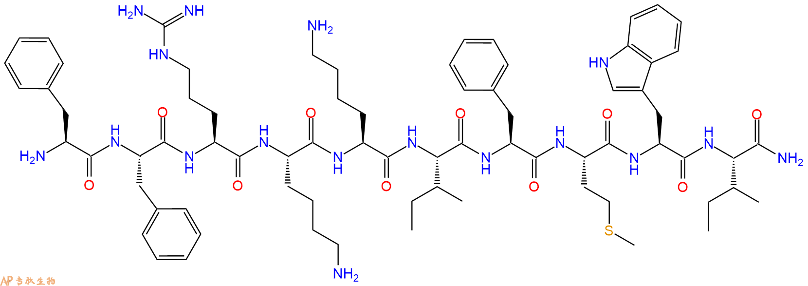专肽生物产品H2N-Phe-Phe-Arg-Lys-Lys-Ile-Phe-Met-Trp-Ile-CONH2