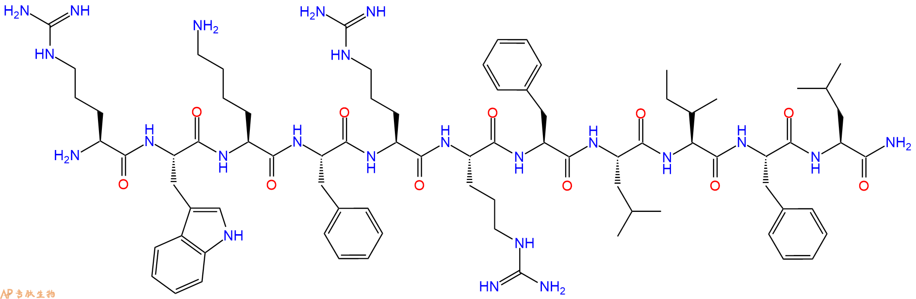 专肽生物产品H2N-Arg-Trp-Lys-Phe-Arg-Arg-Phe-Leu-Ile-Phe-Leu-CONH2