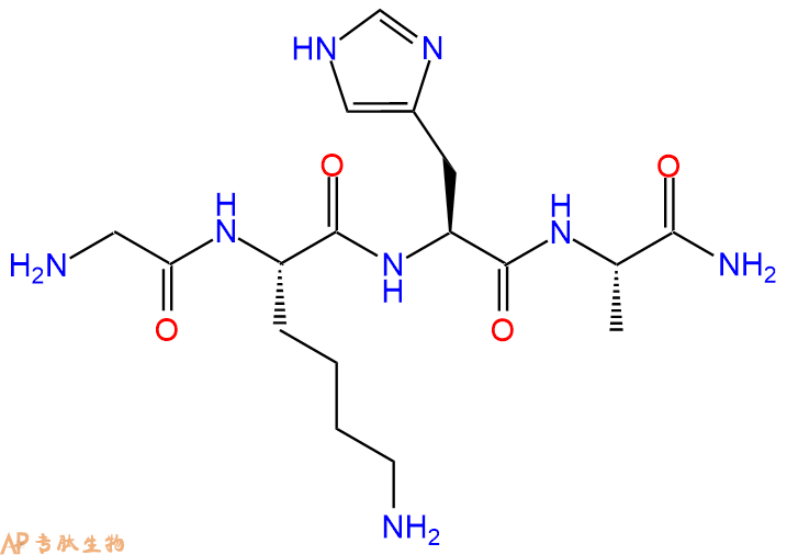 专肽生物产品H2N-Gly-Lys-His-Ala-CONH2