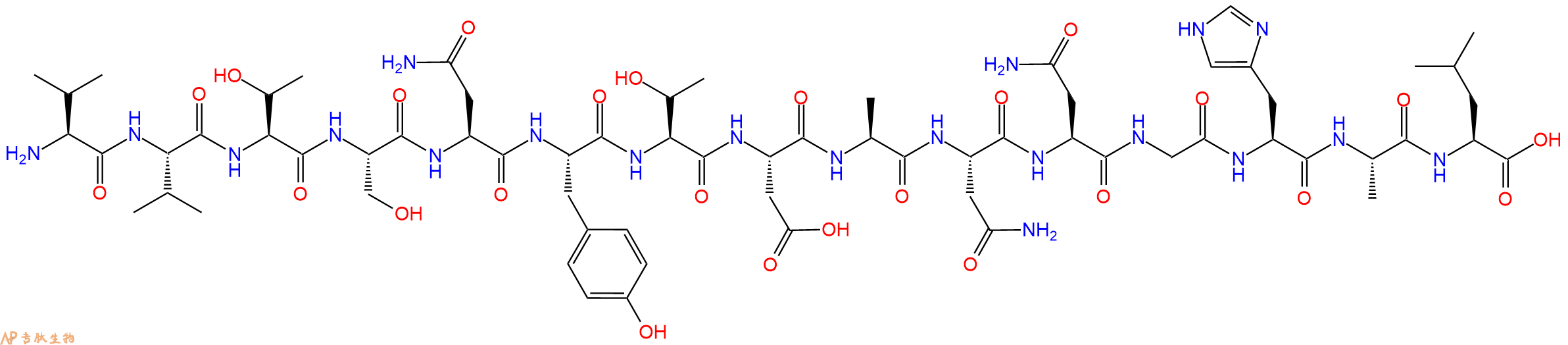 专肽生物产品H2N-Val-Val-Thr-Ser-Asn-Tyr-Thr-Asp-Ala-Asn-Asn-Gly-His-Ala-Leu-OH