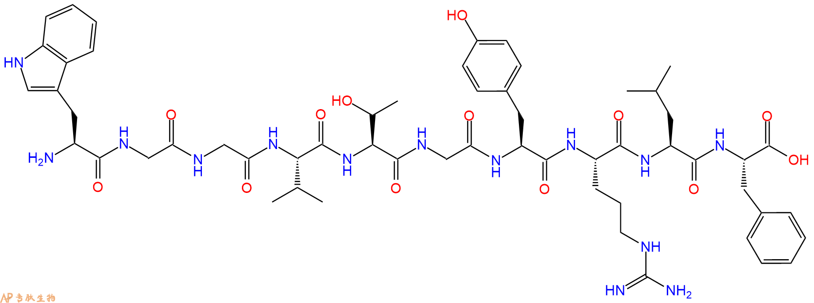 专肽生物产品H2N-Trp-Gly-Gly-Val-Thr-Gly-Tyr-Arg-Leu-Phe-OH