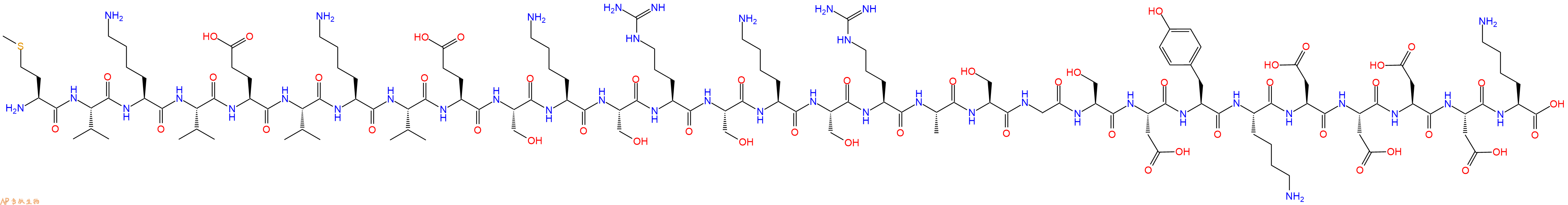 专肽生物产品H2N-Met-Val-Lys-Val-Glu-Val-Lys-Val-Glu-Ser-Lys-Ser-Arg-Ser-Lys-Ser-Arg-Ala-Ser-Gly-Ser-Asp-Tyr-Lys-Asp-Asp-Asp-Asp-Lys-OH