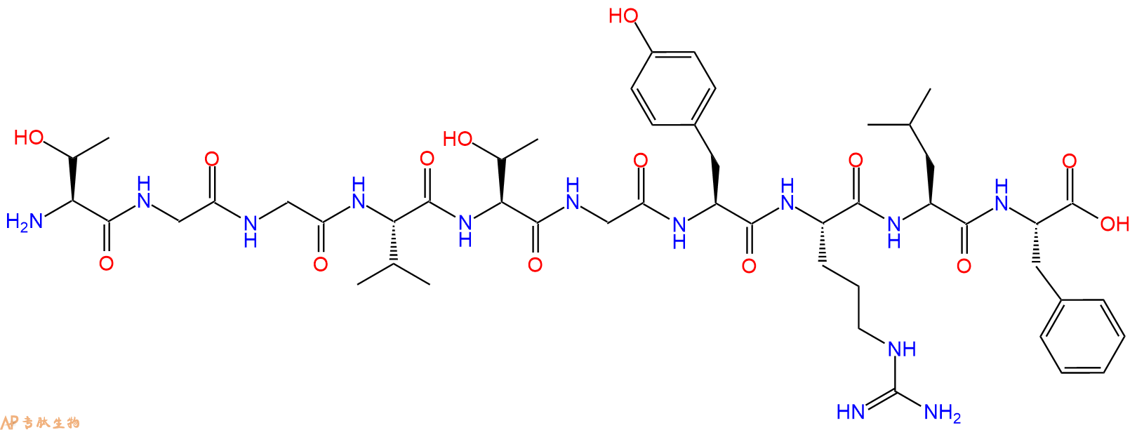 专肽生物产品H2N-Thr-Gly-Gly-Val-Thr-Gly-Tyr-Arg-Leu-Phe-OH