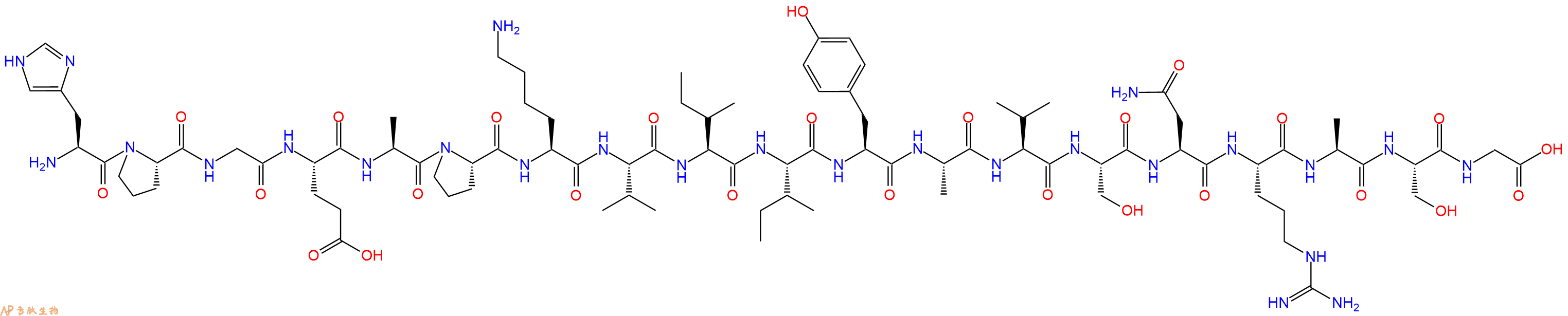 专肽生物产品H2N-His-Pro-Gly-Glu-Ala-Pro-Lys-Val-Ile-Ile-Tyr-Ala-Val-Ser-Asn-Arg-Ala-Ser-Gly-OH