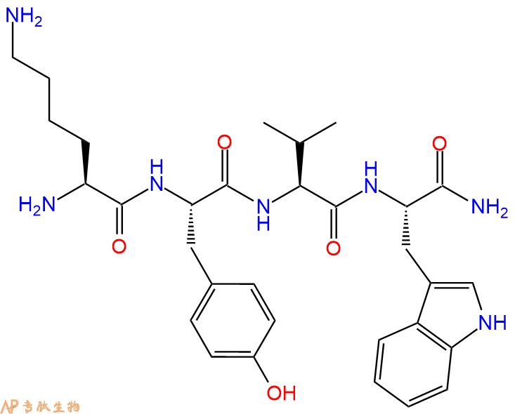 专肽生物产品H2N-Lys-Tyr-Val-Trp-CONH2