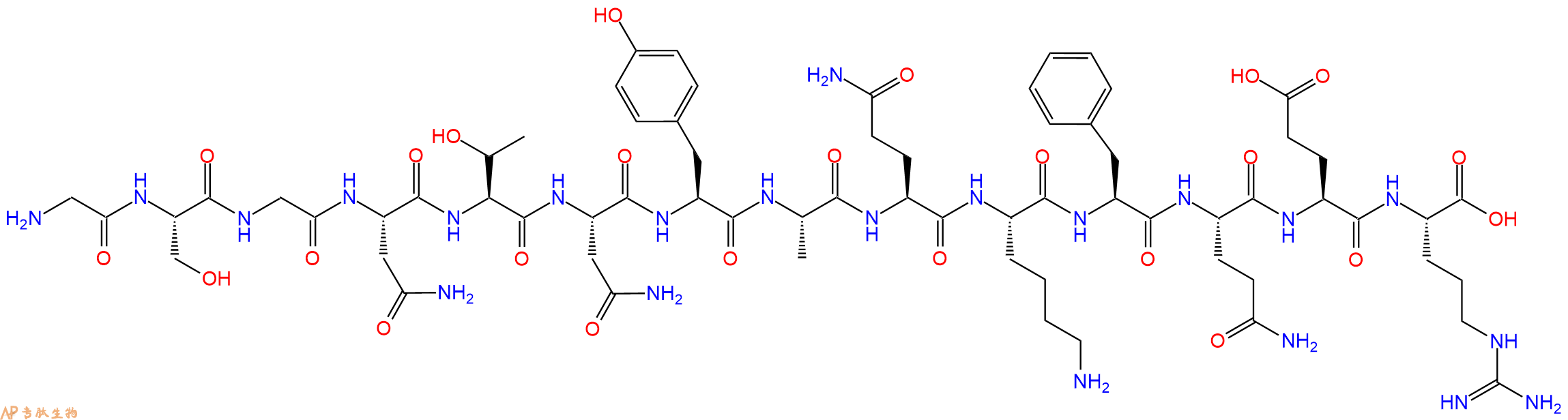 专肽生物产品H2N-Gly-Ser-Gly-Asn-Thr-Asn-Tyr-Ala-Gln-Lys-Phe-Gln-Glu-Arg-OH