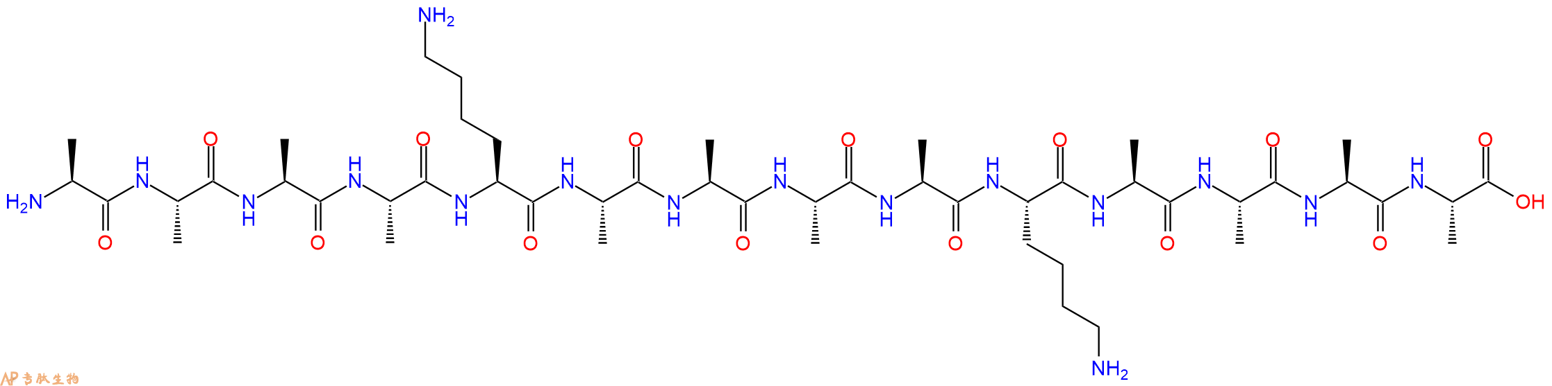 专肽生物产品H2N-Ala-Ala-Ala-Ala-Lys-Ala-Ala-Ala-Ala-Lys-Ala-Ala-Ala-Ala-OH