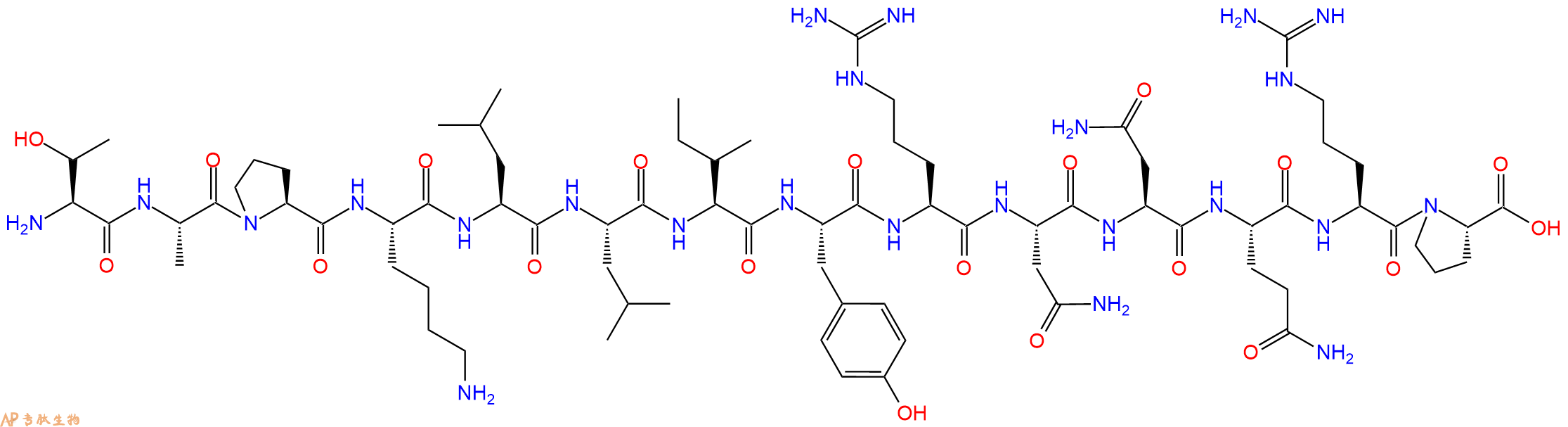 专肽生物产品H2N-Thr-Ala-Pro-Lys-Leu-Leu-Ile-Tyr-Arg-Asn-Asn-Gln-Arg-Pro-OH