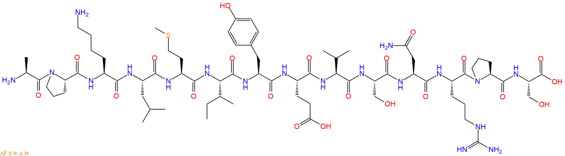 专肽生物产品H2N-Ala-Pro-Lys-Leu-Met-Ile-Tyr-Glu-Val-Ser-Asn-Arg-Pro-Ser-OH