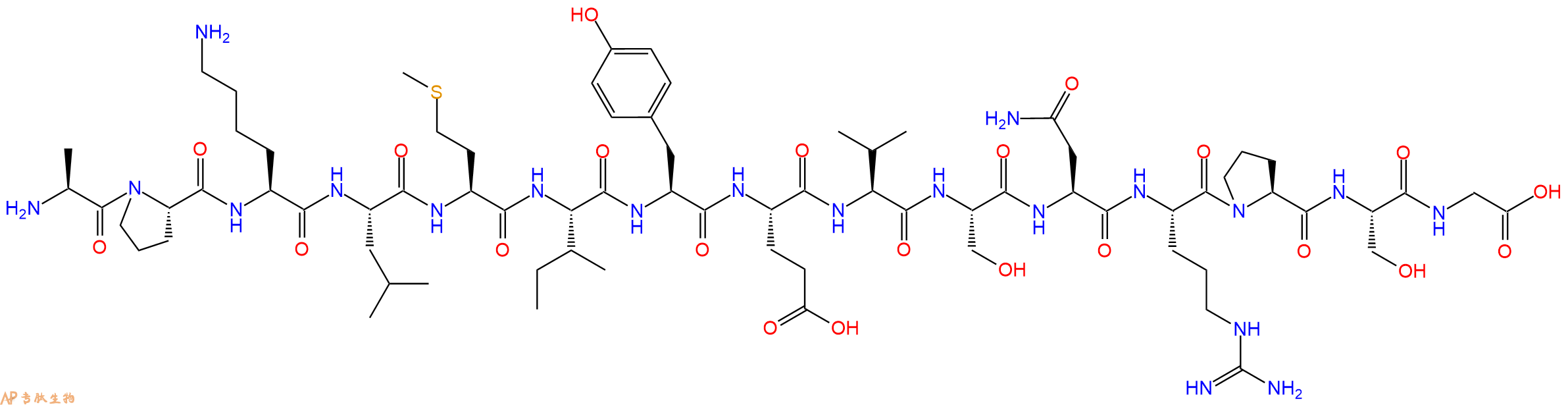 专肽生物产品H2N-Ala-Pro-Lys-Leu-Met-Ile-Tyr-Glu-Val-Ser-Asn-Arg-Pro-Ser-Gly-OH
