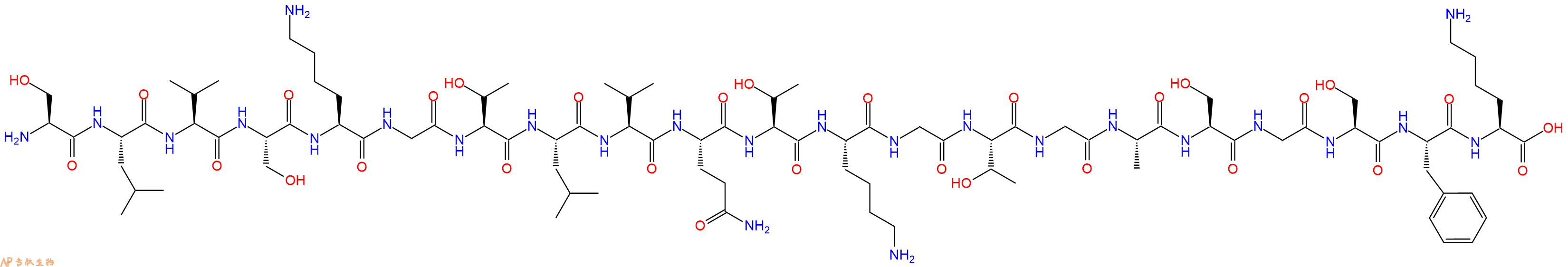 专肽生物产品H2N-Ser-Leu-Val-Ser-Lys-Gly-Thr-Leu-Val-Gln-Thr-Lys-Gly-Thr-Gly-Ala-Ser-Gly-Ser-Phe-Lys-OH