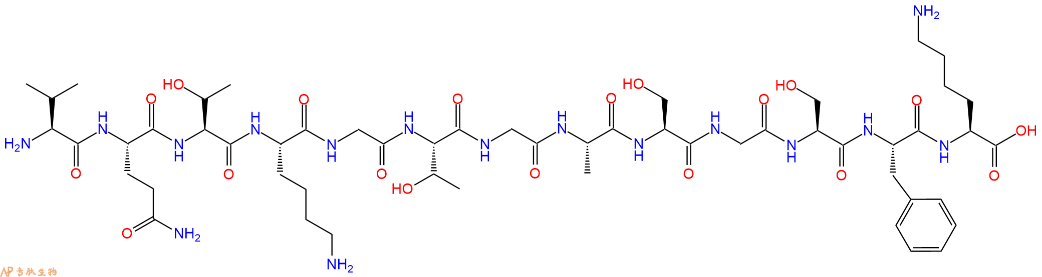 专肽生物产品H2N-Val-Gln-Thr-Lys-Gly-Thr-Gly-Ala-Ser-Gly-Ser-Phe-Lys-OH